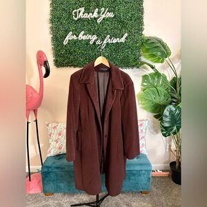Anne Klein Deep Mahogany Cashmere-Wool Blend Overcoat